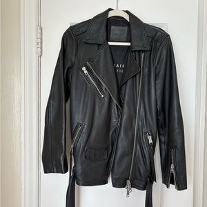 All Saints Billie Relaxed Fit Leather Biker Jacket